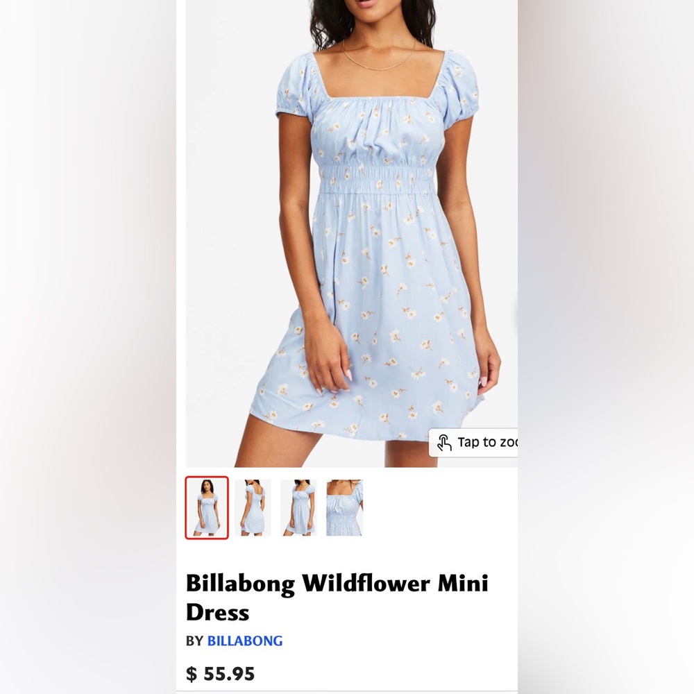 Billabong babydoll blue floral mini dress